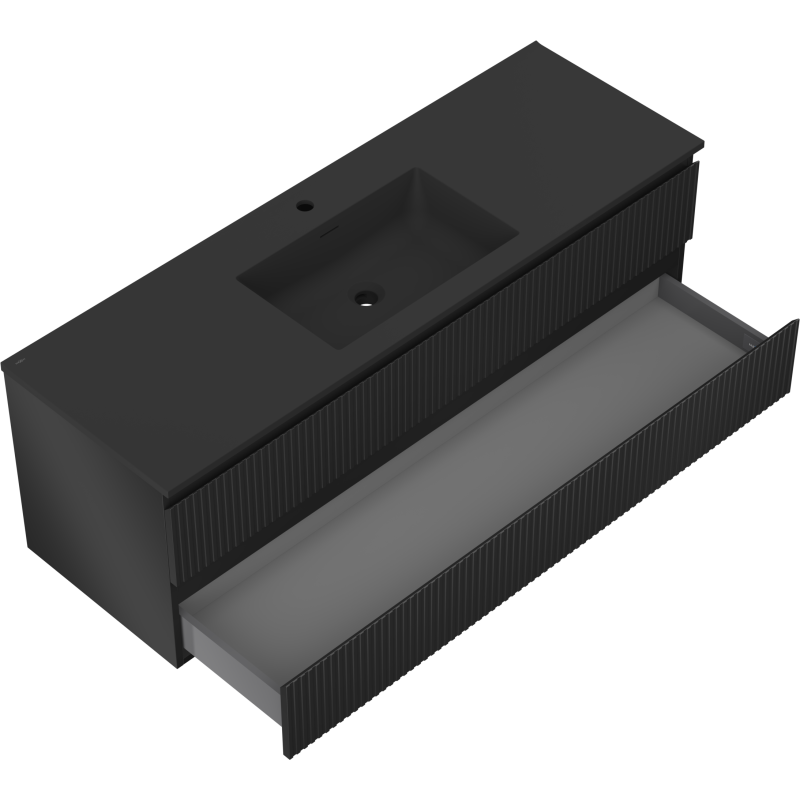 Servantskap med vask 140 cm svart matt, 2 skuffer Mexen Rivel – 91A20-14047-2-BFF71-W18M71