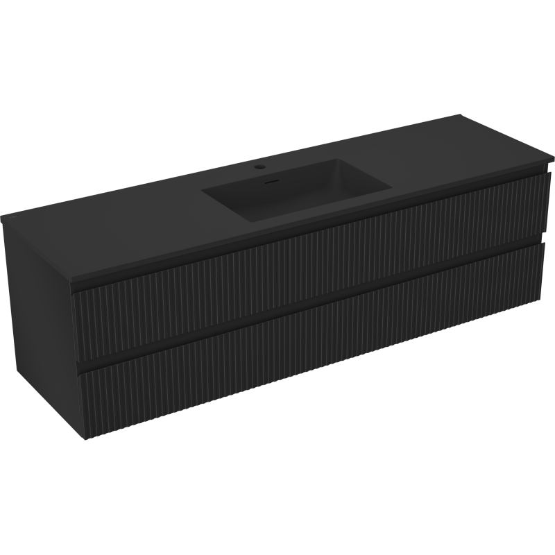Servantskap med vask 160 cm, svart matt, Mexen Rivel – 91A20-16047-2-BFF71-W18M71