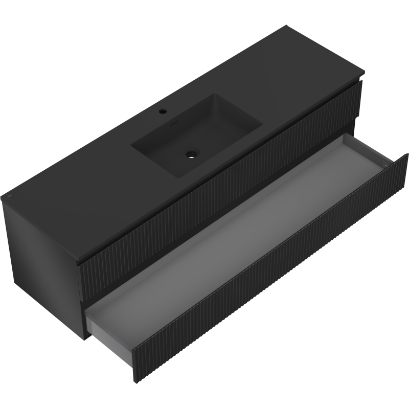 Servantskap med vask 160 cm, svart matt, Mexen Rivel – 91A20-16047-2-BFF71-W18M71