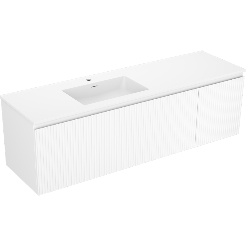 Servantskap med vask 160 cm Mexen Rivel hvit matt Otis venstre – 91A23-16047-3-BBFF01-W18L01