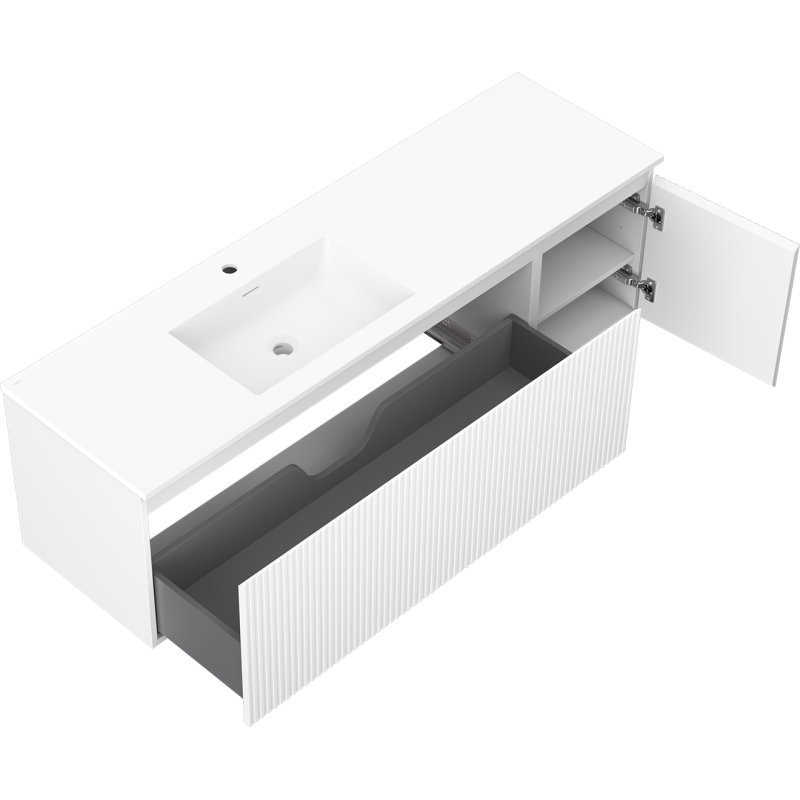 Servantskap med vask 160 cm Mexen Rivel hvit matt Otis venstre – 91A23-16047-3-BBFF01-W18L01