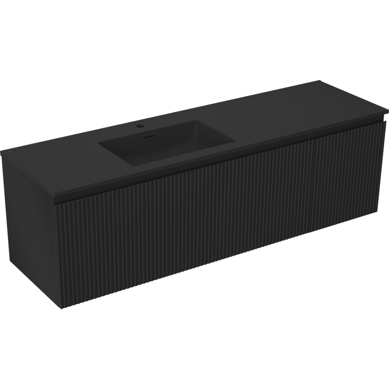 Servantskap med vask 160 cm Mexen Rivel svart matt venstre – 91A23-16047-3-BBFF71-W18L71