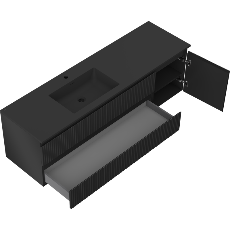 Servantskap med vask 160 cm svart matt Mexen Rivel Otis venstre – 91A23-16047-3-BBFFF71-W18L71