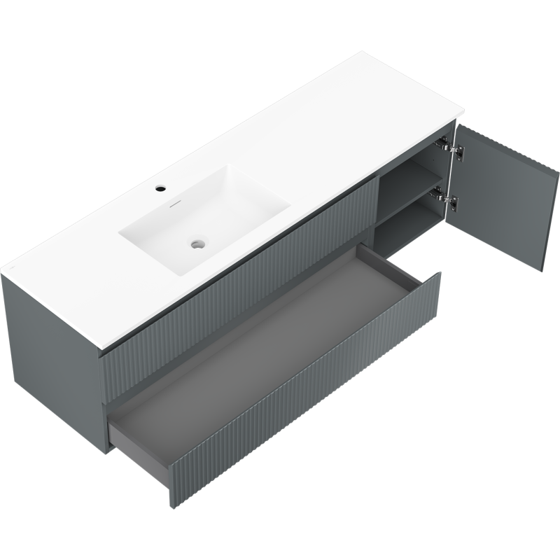 Servantskap med vask 160 cm grafitt/hvit matt Mexen Rivel – 91A23-16047-3-BBFFF66-W18L01