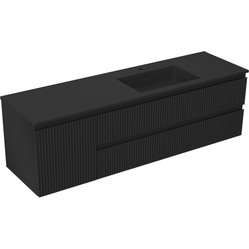 Servantskap med vask 160 cm svart matt Mexen Rivel Otis høyre – 91A23-16047-3-BBFFF71-W18P71