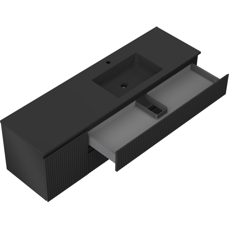 Servantskap med vask 160 cm svart matt Mexen Rivel Otis høyre – 91A23-16047-3-BBFFF71-W18P71