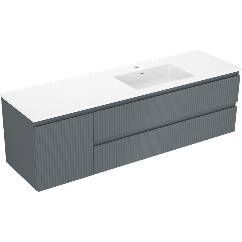 Servantskap med vask 160 cm grafitt/hvit matt Mexen Rivel Otis høyre – 91A23-16047-3-BBFFF66-W18P01