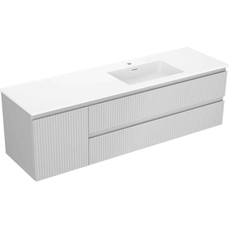 Servantskap med vask 160 cm grå/hvit matt Mexen Rivel Otis høyre – 91A23-16047-3-BBFFF62-W18P01