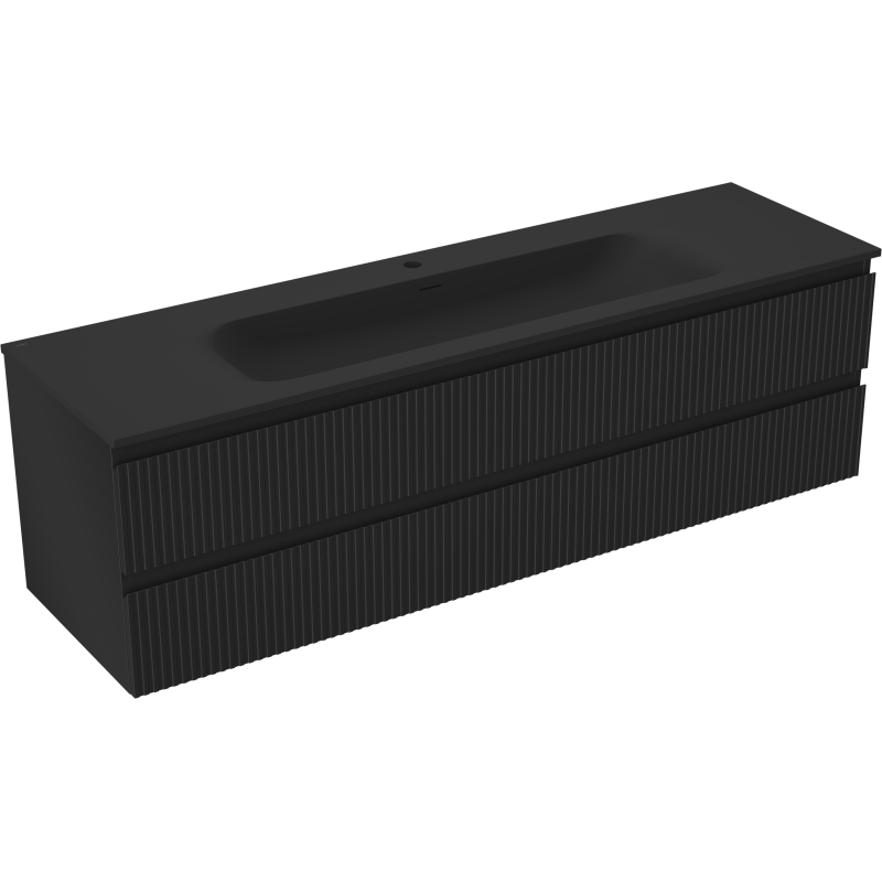 Servantskap med vask 160 cm, svart matt, 2 skuffer Mexen Rivel – 91A20-16047-2-BFF71-W23M71