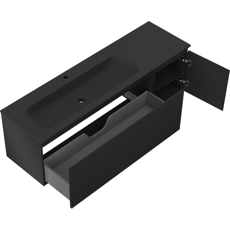 Servantskap med vask 160 cm svart matt Mexen Rivel Vela venstre – 91A23-16047-3-BBFF71-W23L71