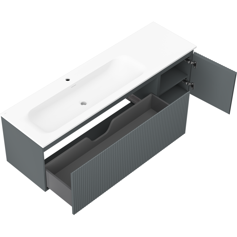 Servantskap med vask 160 cm grafitt matt/hvit matt Mexen Rivel – 91A23-16047-3-BBFF66-W23L01