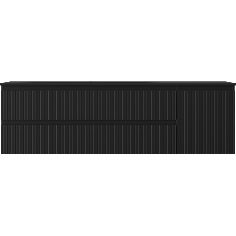 Servant med skap 160 cm svart matt Mexen Rivel Vela med vertikale riller og minimalistisk design.