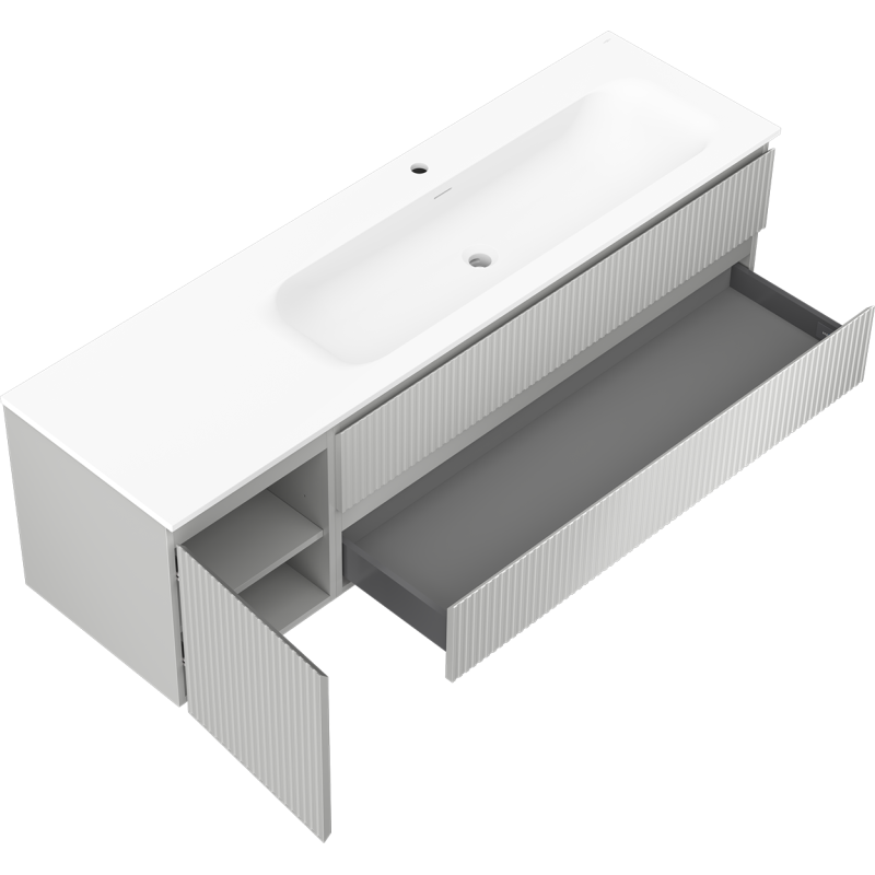 Servantskap med vask 160 cm grå/hvit matt Mexen Rivel Vela høyre – 91A23-16047-3-BBFFF62-W23P01