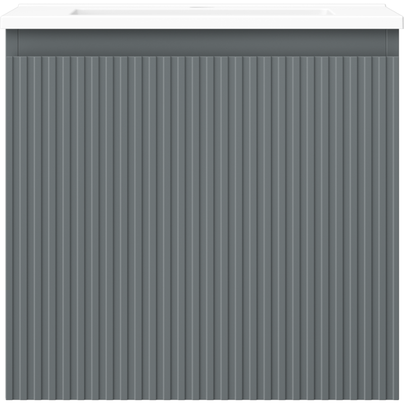 Servant med skap 50 cm Mexen Rivel grafitt matt, front med vertikale riller sett forfra.