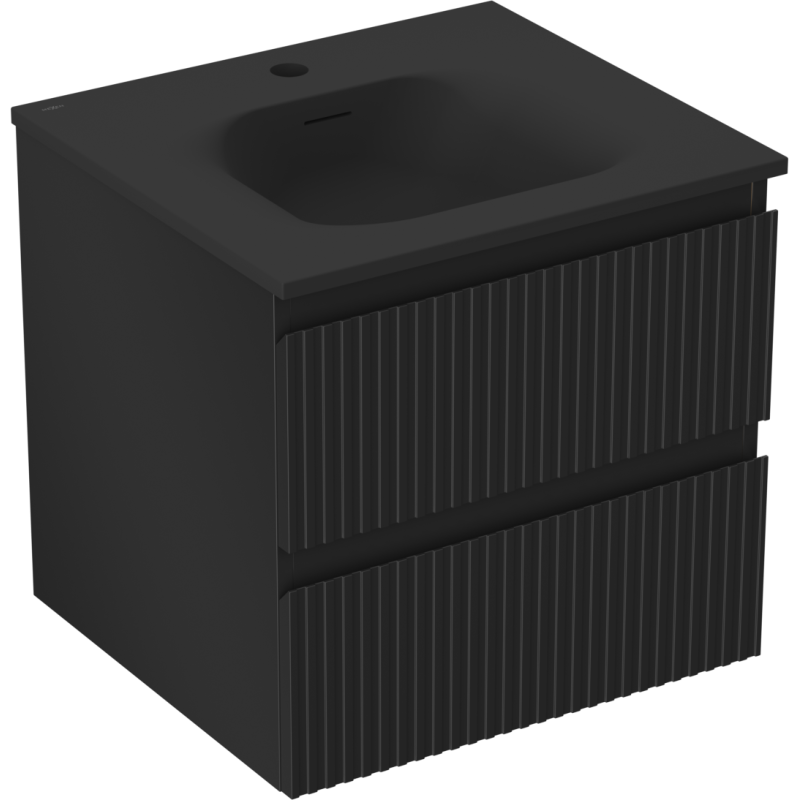 Servantskap med vask 50 cm svart matt, 2 skuffer Mexen Rivel – 91A20-05047-2-BFF71-W23M71