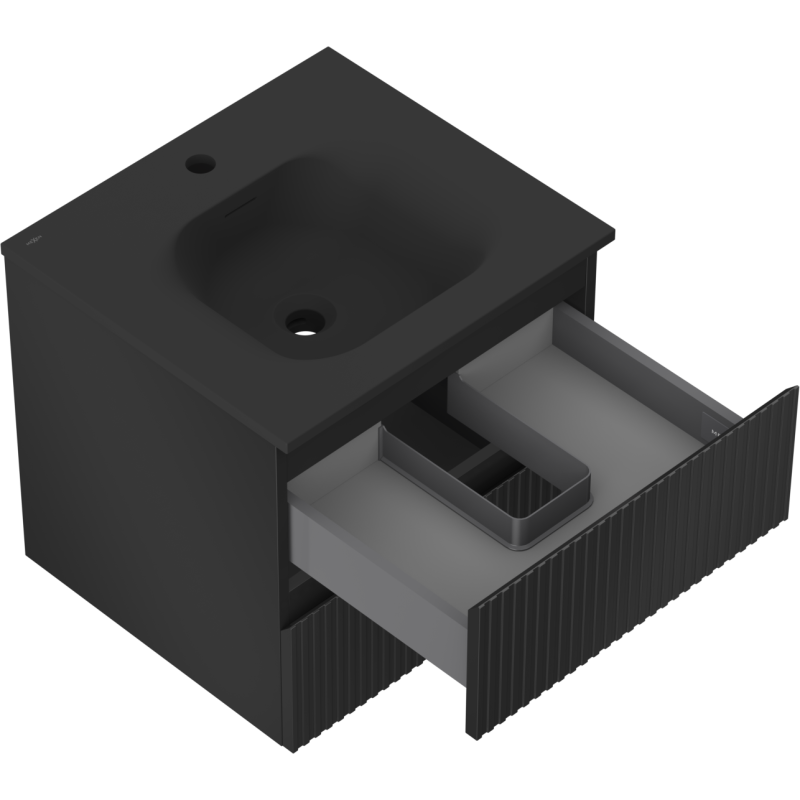 Servantskap med vask 50 cm svart matt, 2 skuffer Mexen Rivel – 91A20-05047-2-BFF71-W23M71