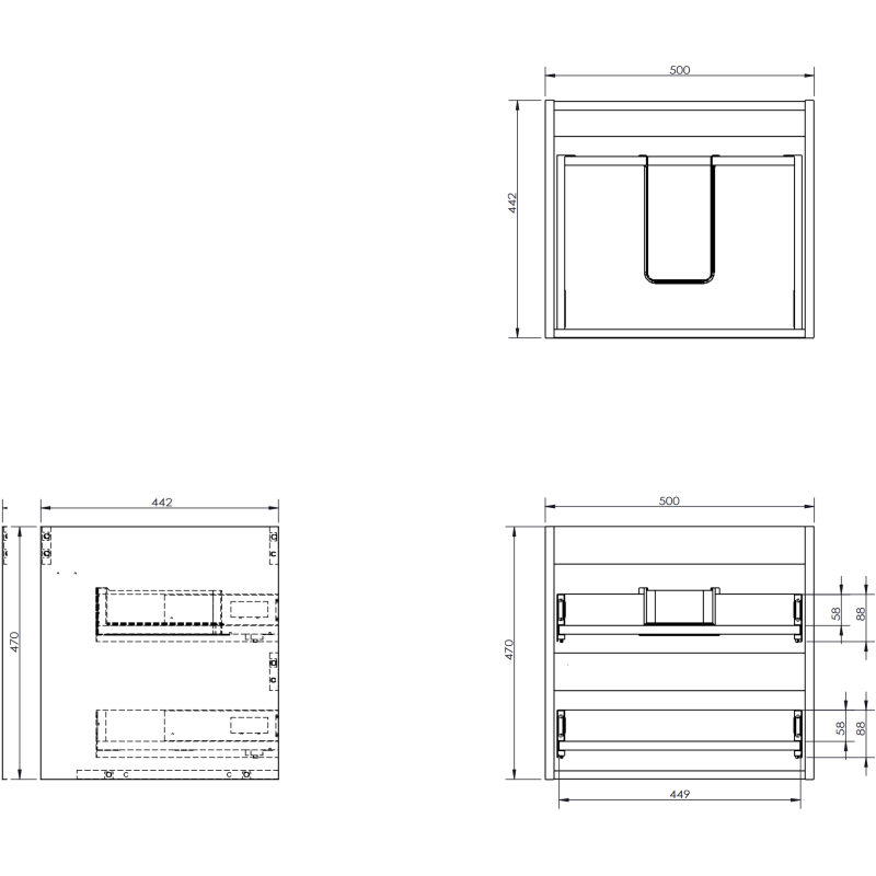 Servantskap med vask 50 cm grafitt matt/hvit matt Mexen Rivel – 91A20-05047-2-BFF66-W23M01