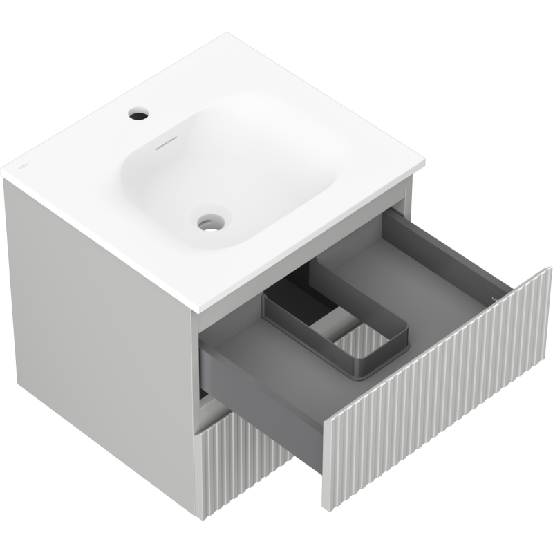 Servantskap med vask 50 cm grå matt, 2 skuffer Mexen Rivel – 91A20-05047-2-BFF62-W23M01