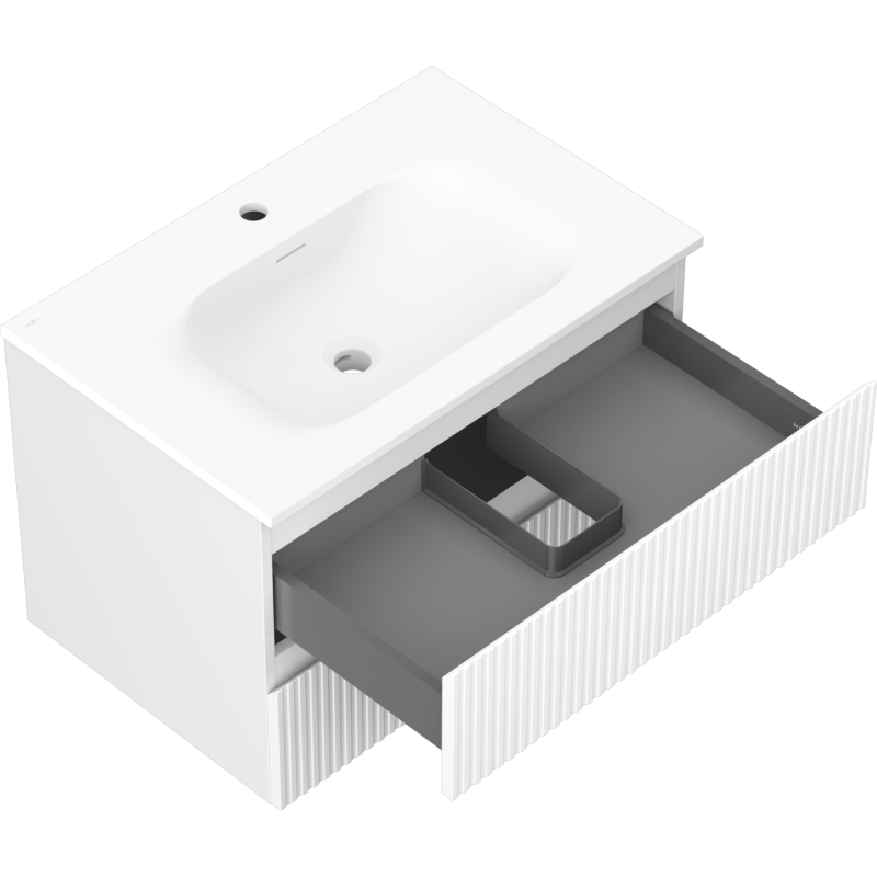 Servantskap med vask 70 cm hvit matt, 2 skuffer Mexen Rivel – 91A20-07047-2-BFF01-W23M01