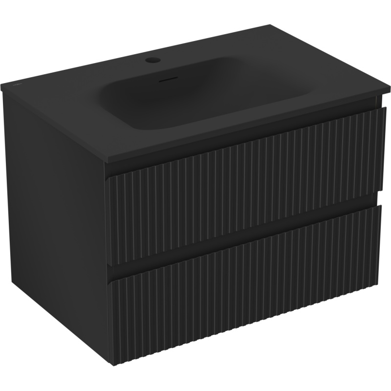 Servantskap med vask 70 cm svart matt, 2 skuffer Mexen Rivel – 91A20-07047-2-BFF71-W23M71
