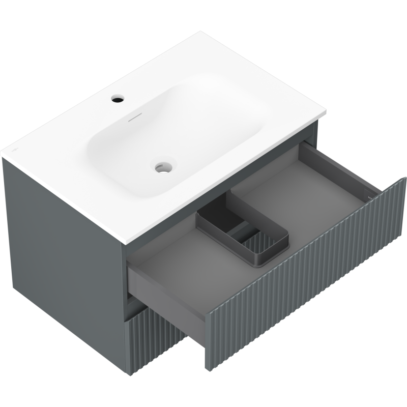 Servantskap med vask 70 cm Mexen Rivel, grafitt/hvit, 2 skuffer – 91A20-07047-2-BFF66-W23M01