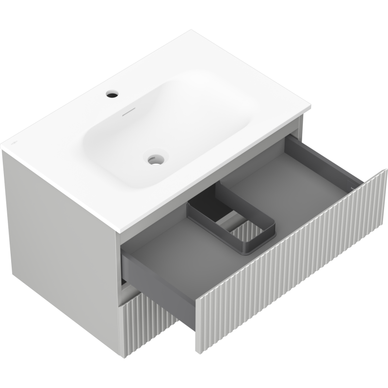 Servantskap med vask 70 cm Mexen Rivel grå/hvit, 2 skuffer – 91A20-07047-2-BFF62-W23M01