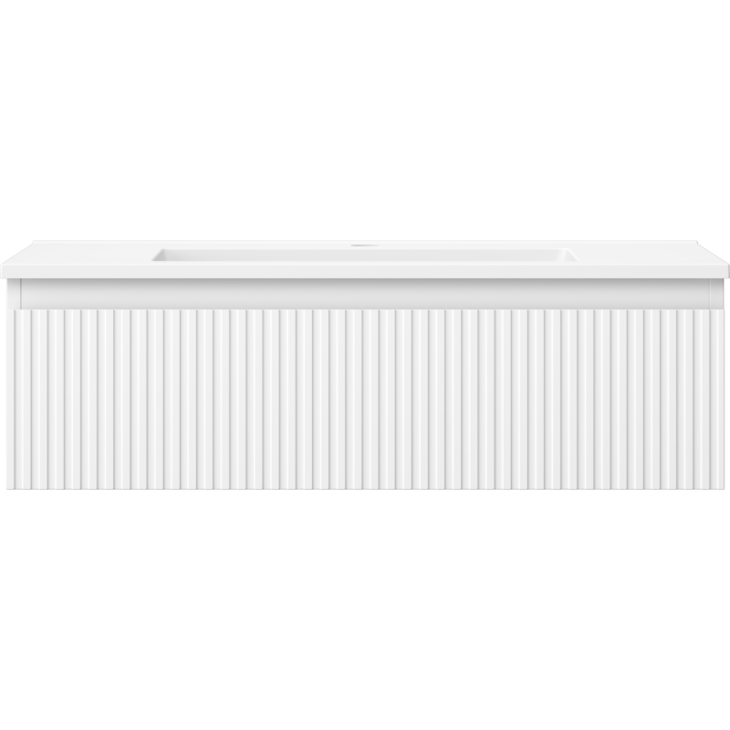 Servant med skap 80 cm hvit Mexen Rivel/Otis med riflede fronter, sett rett forfra.