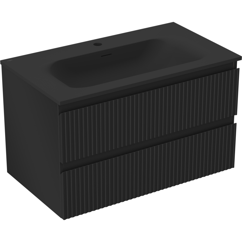 Servantskap med vask 80 cm svart matt, 2 skuffer Mexen Rivel – 91A20-08047-2-BFF71-W23M71