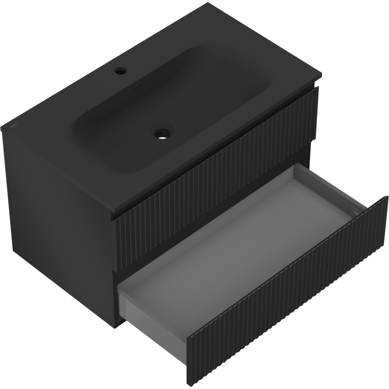 Servantskap med vask 80 cm svart matt, 2 skuffer Mexen Rivel – 91A20-08047-2-BFF71-W23M71