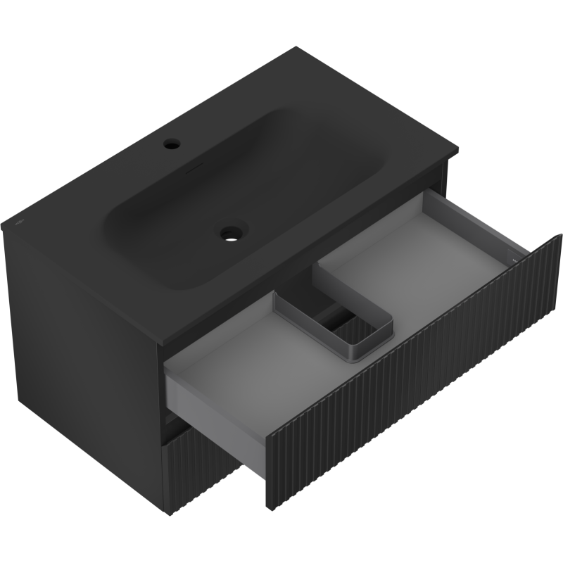 Servantskap med vask 80 cm svart matt, 2 skuffer Mexen Rivel – 91A20-08047-2-BFF71-W23M71