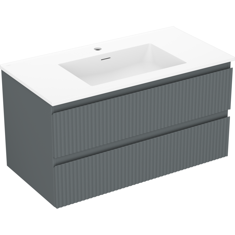 Servantskap med vask 90 cm grafitt matt/hvit matt, 2 skuffer Mexen Rivel – 91A20-09047-2-BFF66-W18M01