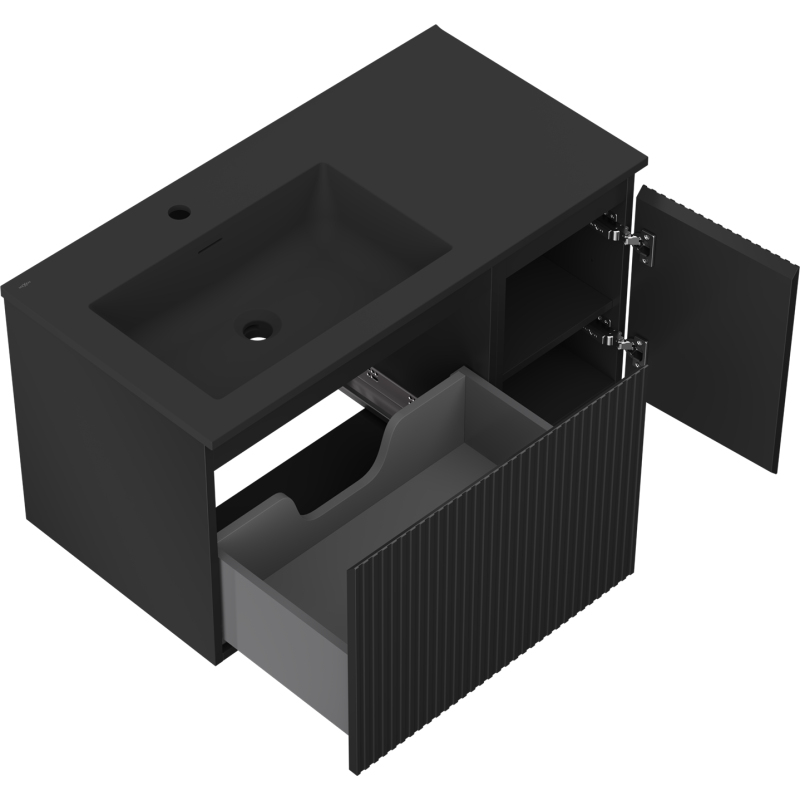 Servantskap med vask 90 cm svart matt Mexen Rivel Otis venstre – 91A23-09047-3-BBFF71-W18L71