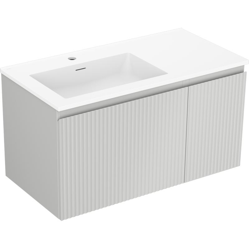 Servantskap med vask 90 cm grå matt/hvit matt Mexen Rivel Otis venstre – 91A23-09047-3-BBFF62-W18L01