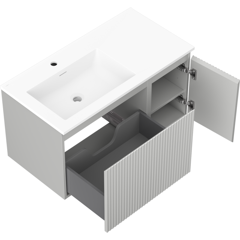 Servantskap med vask 90 cm grå matt/hvit matt Mexen Rivel Otis venstre – 91A23-09047-3-BBFF62-W18L01