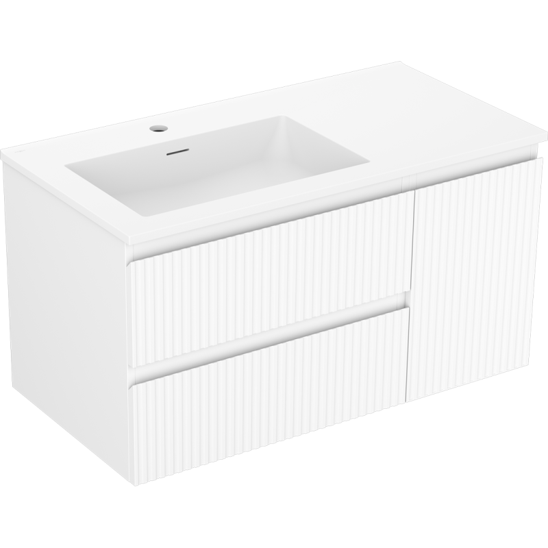 Servantskap med vask 90 cm hvit matt Mexen Rivel Otis venstre – 91A23-09047-3-BBFFF01-W18L01