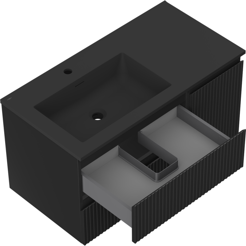 Servantskap med vask 90 cm svart matt Mexen Rivel Otis venstre – 91A23-09047-3-BBFFF71-W18L71