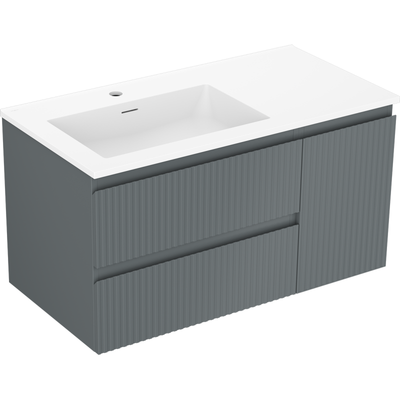 Servantskap med vask 90 cm Mexen Rivel grafitt matt/hvit matt – 91A23-09047-3-BBFFF66-W18L01