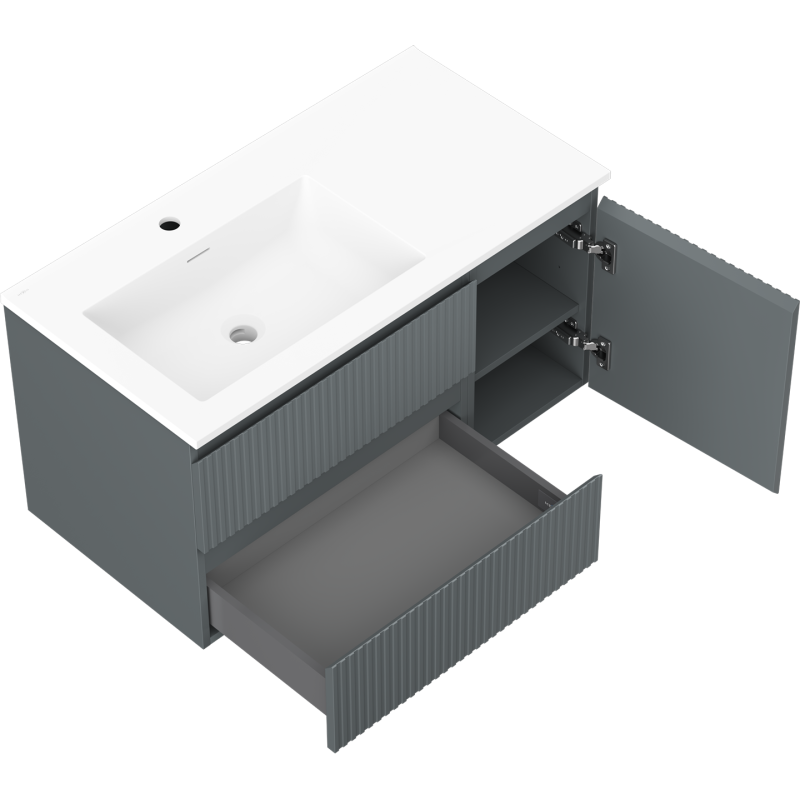 Servantskap med vask 90 cm Mexen Rivel grafitt matt/hvit matt – 91A23-09047-3-BBFFF66-W18L01