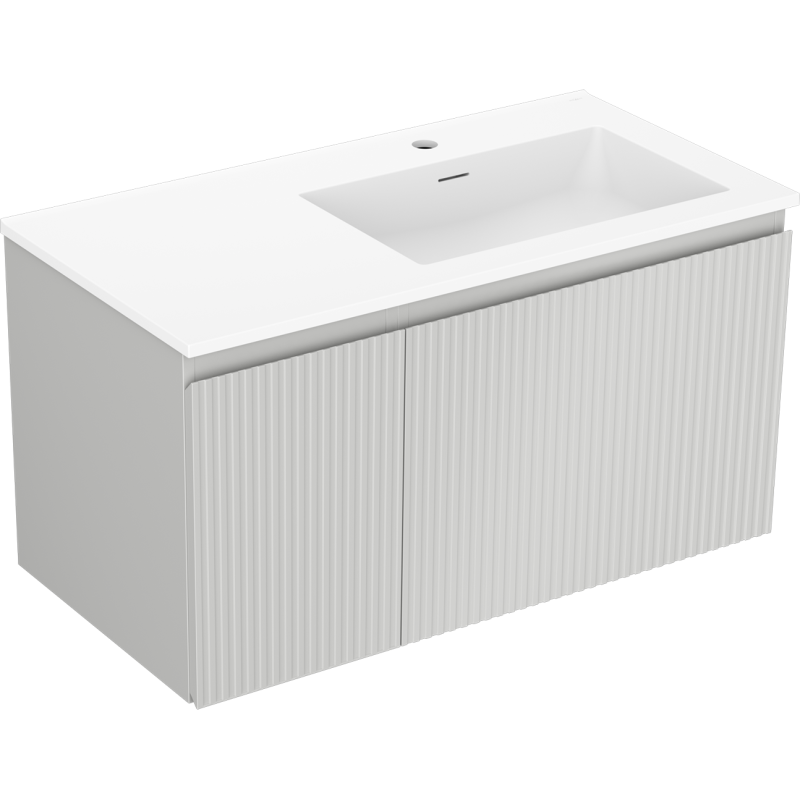 Servantskap med vask 90 cm Mexen Rivel/Otis grå matt/hvit matt høyre – 91A23-09047-3-BBFF62-W18P01