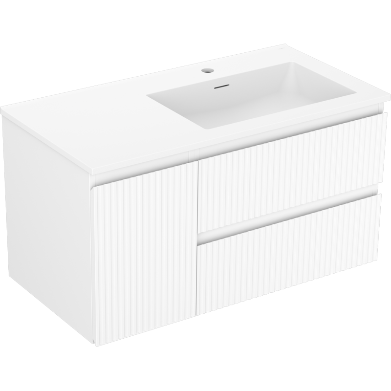 Servantskap med vask 90 cm hvit matt Mexen Rivel Otis høyre – 91A23-09047-3-BBFFF01-W18P01