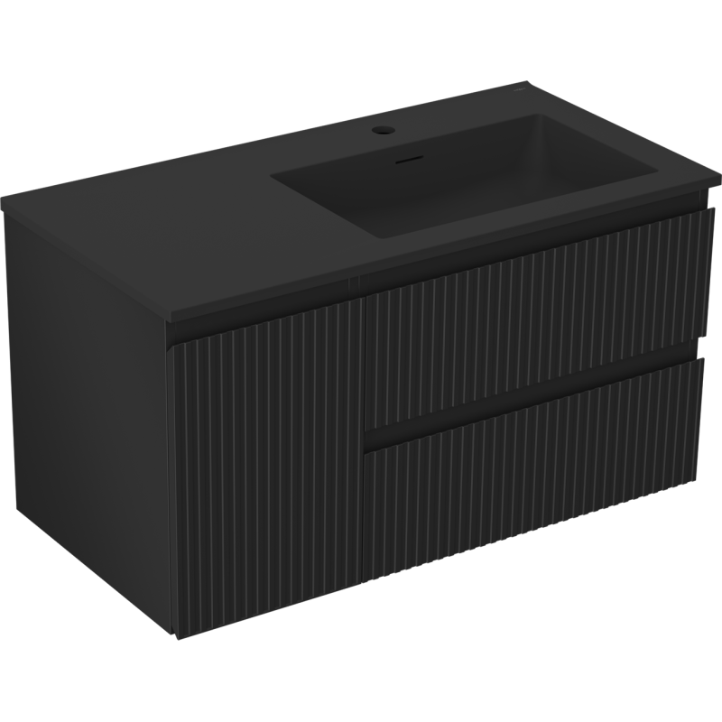 Servantskap med vask 90 cm svart matt Mexen Rivel Otis høyre – 91A23-09047-3-BBFFF71-W18P71