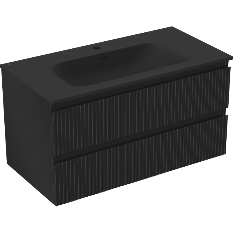 Servantskap med vask 90 cm svart matt, 2 skuffer Mexen Rivel – 91A20-09047-2-BFF71-W23M71