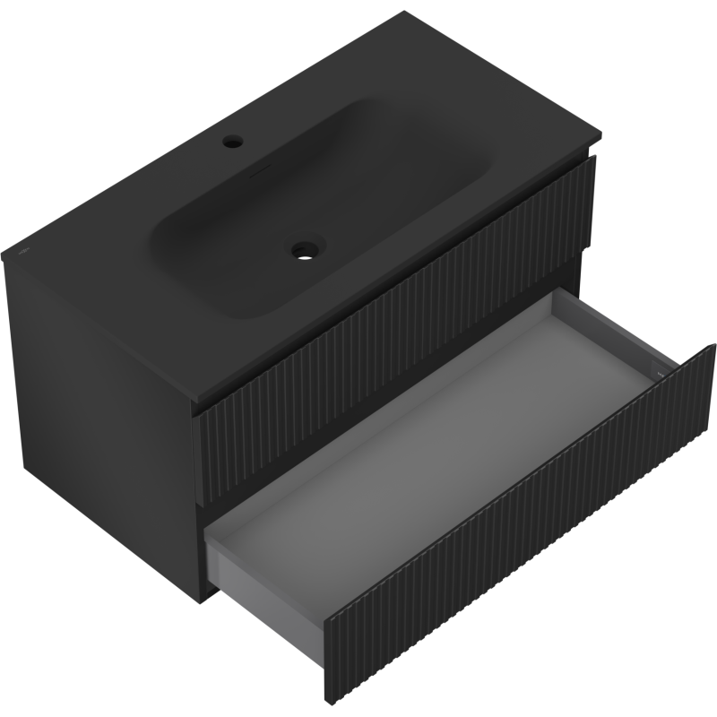 Servantskap med vask 90 cm svart matt, 2 skuffer Mexen Rivel – 91A20-09047-2-BFF71-W23M71