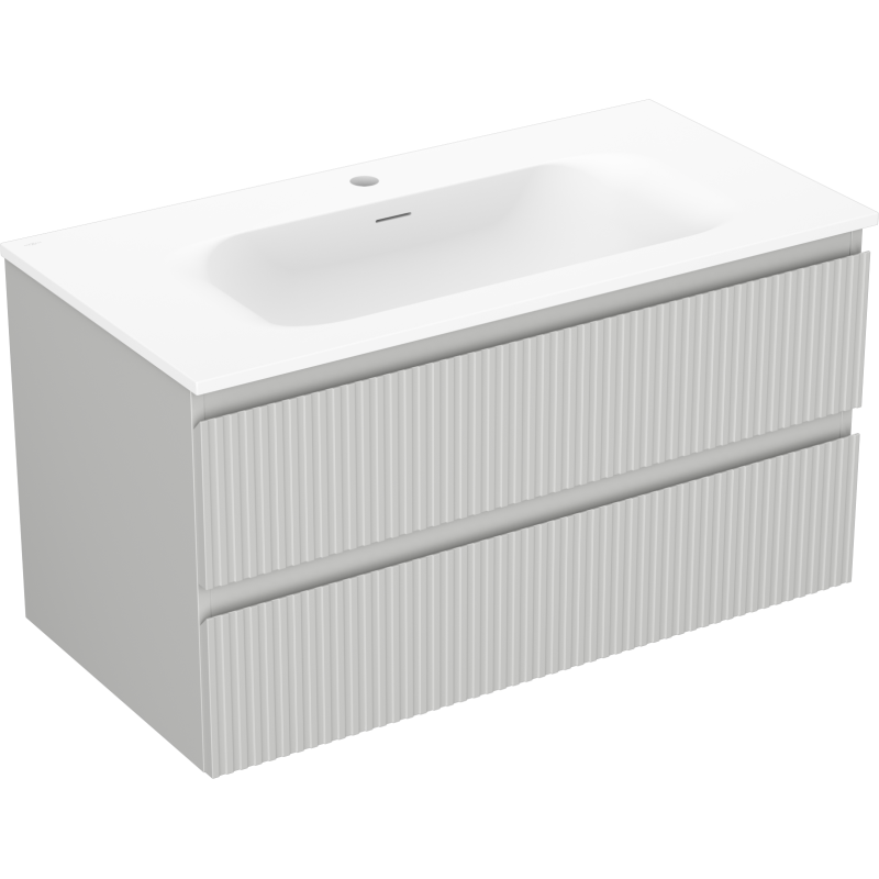 Servantskap med vask 90 cm grå matt/hvit matt, 2 skuffer Mexen Rivel – 91A20-09047-2-BFF62-W23M01