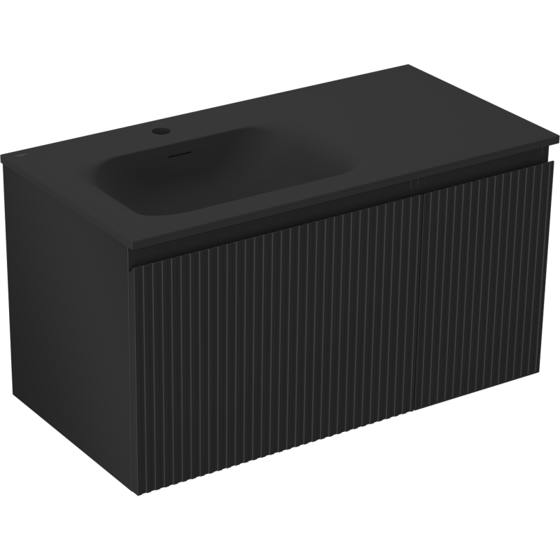 Servantskap med vask 90 cm svart matt Mexen Rivel Vela venstre – 91A23-09047-3-BBFF71-W23L71