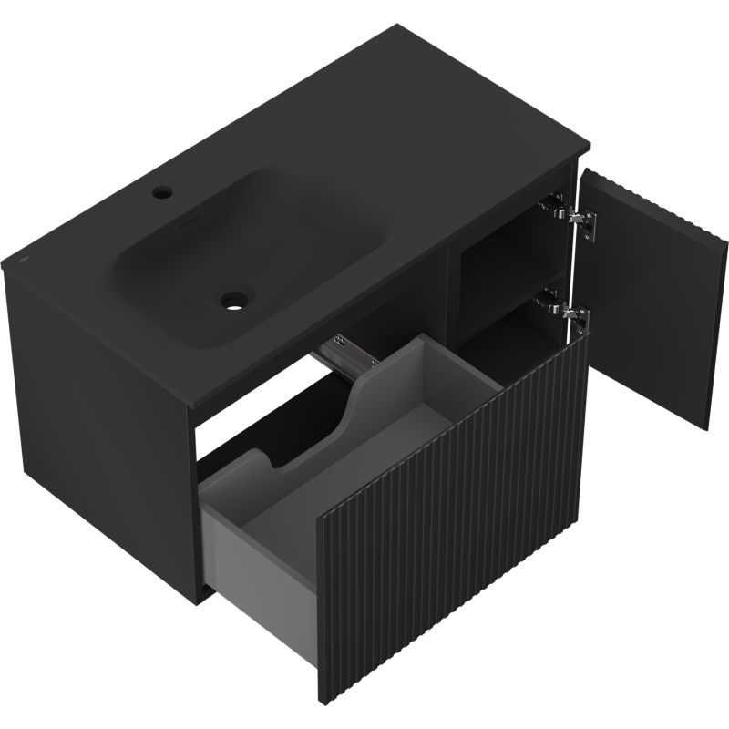 Servantskap med vask 90 cm svart matt Mexen Rivel Vela venstre – 91A23-09047-3-BBFF71-W23L71