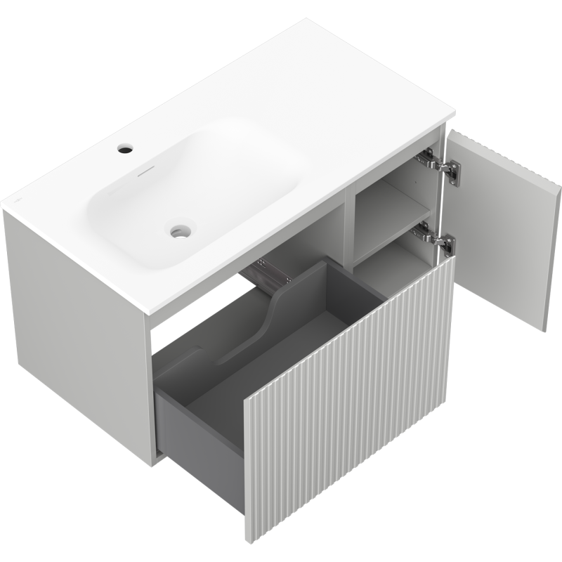 Servantskap med vask 90 cm grå matt/hvit Mexen Rivel Vela venstre – 91A23-09047-3-BBFF62-W23L01