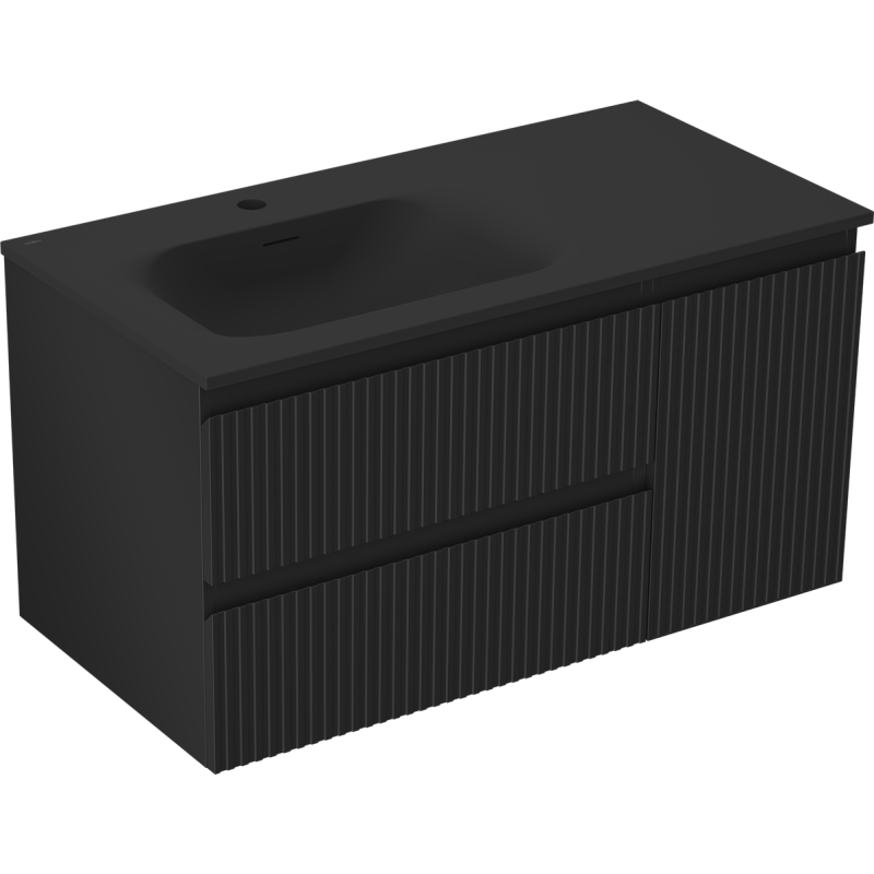 Servantskap med vask 90 cm svart matt Mexen Rivel Vela venstre – 91A23-09047-3-BBFFF71-W23L71