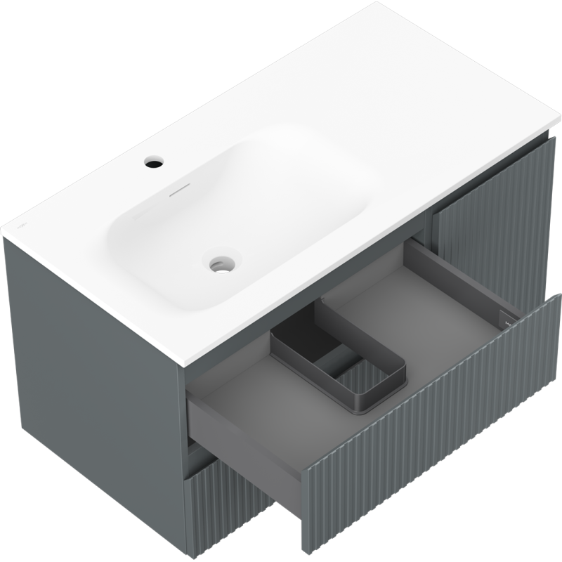 Servantskap med vask 90 cm grafitt matt/hvit matt Mexen Rivel – 91A23-09047-3-BBFFF66-W23L01