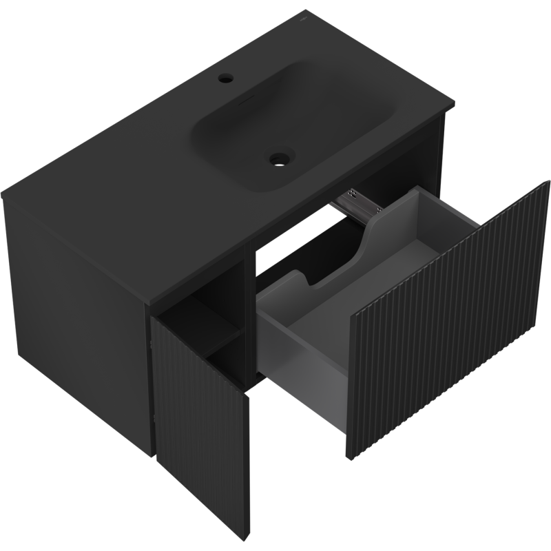 Servantskap med vask 90 cm svart matt Mexen Rivel Vela høyre – 91A23-09047-3-BBFF71-W23P71